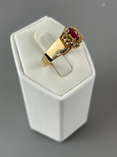 14K Gold Ruby and DIamond Ring
