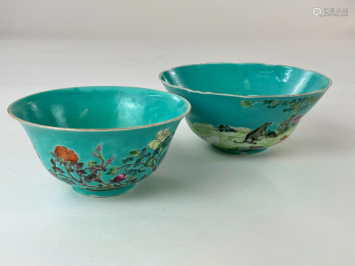 Pair of Chinese Turquoise Ground Porcelains