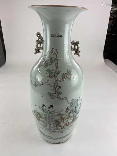 Large Chinese Porcelain Famille Rose Vase, Signed