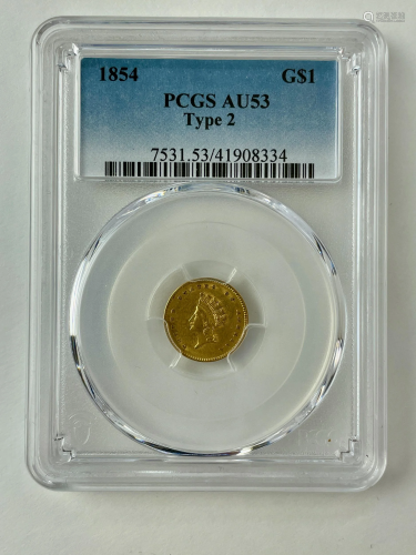 1854 G $1 PCGS AU53 Type 2