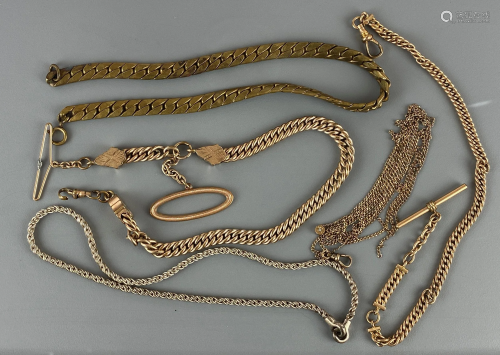 A Collection of Five Watch/Pocketwatch Chains