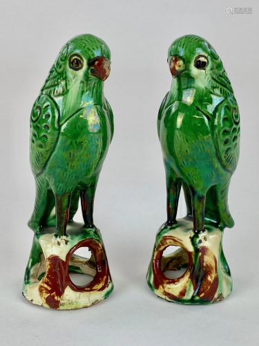 Chinese Tang Style Pottery Parrots