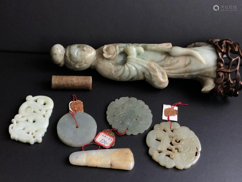 Collection of Chinese Jade Carvings with Export Tags