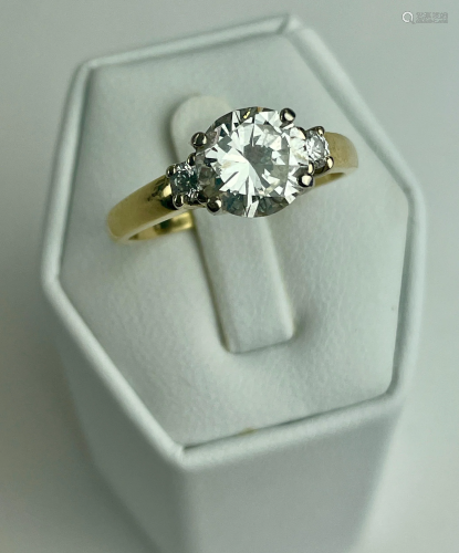 18K Gold Solitaire Ring with 2.3 ct. Center Diamond