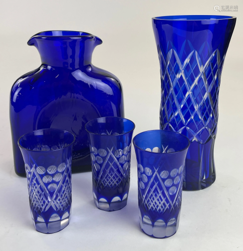 Collection of Five Blue Glass Articles