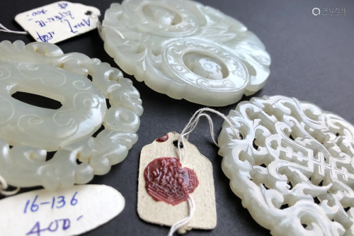 Chinese Jade Reticulated Carvings with Export Seals