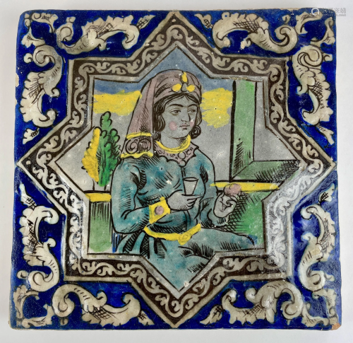 Persian Decorated TIle and North African Inkwell