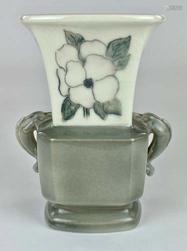 Large Two-Handle Floral Rookwood Pottery Vase