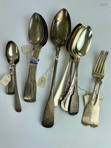 Selection of sterling servingware and flatware