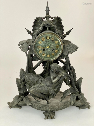 Egyptian Revival Spelter Clock