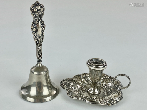 Gorham Sterling Bell and Candle Holder