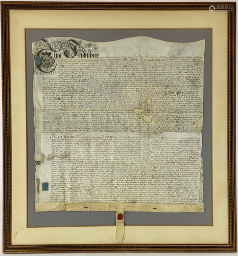 Framed 1698 Land Indenture During William III