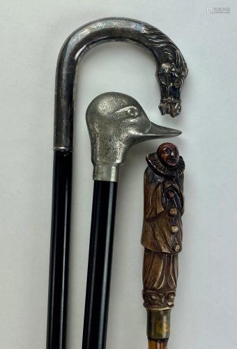 Three Figural Handled Canes