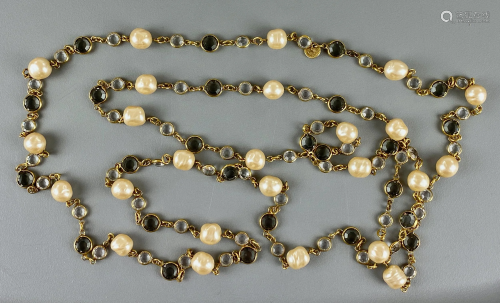 Vintage 1981 Chanel Crystal and Pearl Necklace