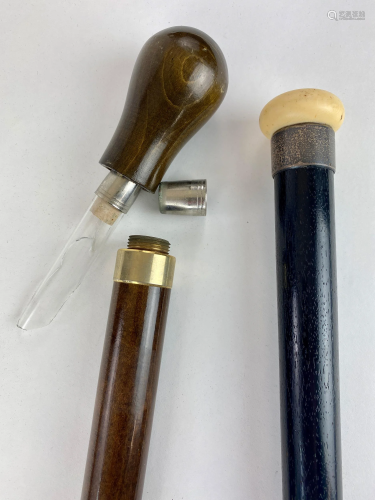 Shot Glass Cane and Ebony Walking Stick