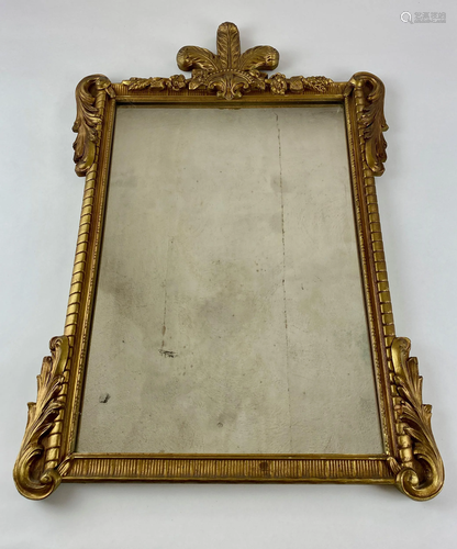 Gilt and Gesso Mirror with Fleur de Lis