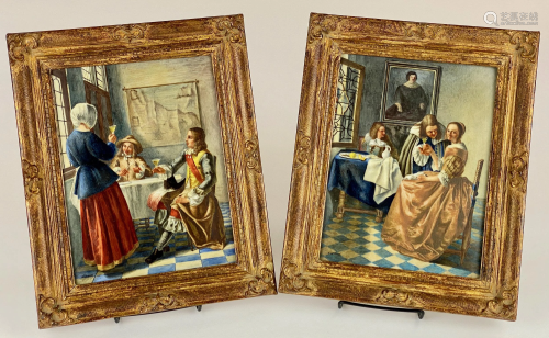 Pair of Continental Plaque Paintings, W. Gravey