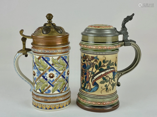 A Pair of German Mettlach Steins