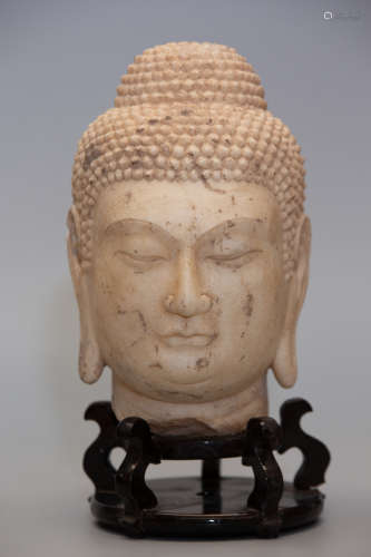 Chinese White Marble Buddha Head