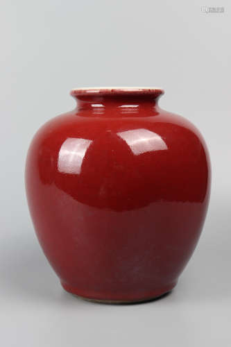Chinese Red Glazed Porcelain Jar