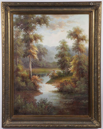 A LARGE OIL LANDSCAPE PAINTING