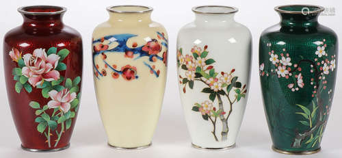 FOUR CLOISONNE VASES