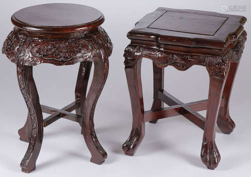 PAIR CARVED CHINESE EXPORT STANDS