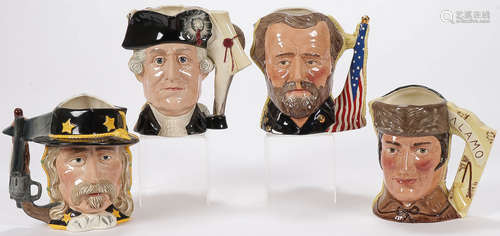 FOUR DOUBLE-SIDED ROYAL DOULTON TOBY MUGS