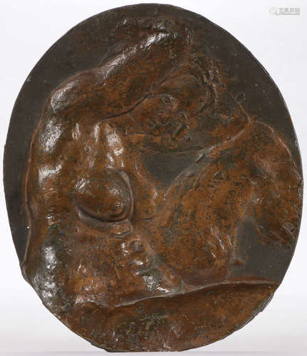 A BRONZE RELIEF NUDE PLAQUE, CIRCA 1890-1920