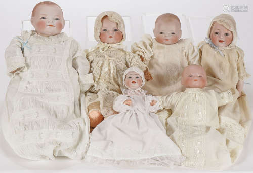 4 BYE-LO BABIES & TWO OTHER DOLLS, C 1910