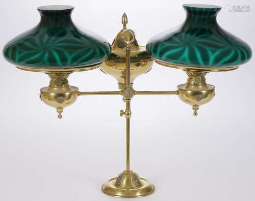 ORNATE VINTAGE BRASS DOUBLE STUDENT LAMP