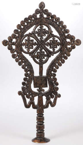 LARGE CARVED COPTIC CROSS