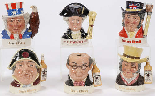 SIX ROYAL DOULTON JIM BEAM DECANTERS