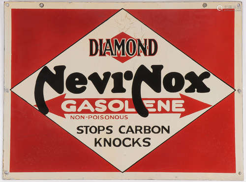 A VINTAGE NEVR-NOX DOUBLE-SIDED ENAMEL SIGN