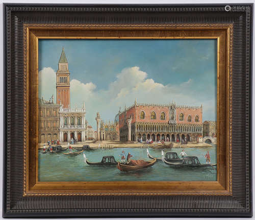 A PAIR OF VENETIAN SCENE PAINTINGS