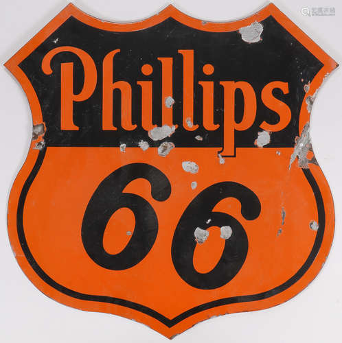 PHILLIPS 66 DOUBLE-SIDED ENAMEL SIGN