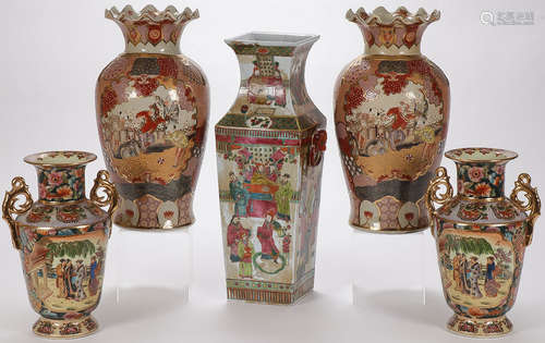 FIVE CHINESE EXPORT VASES