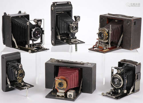 SIX VINTAGE FOLDING CAMERAS