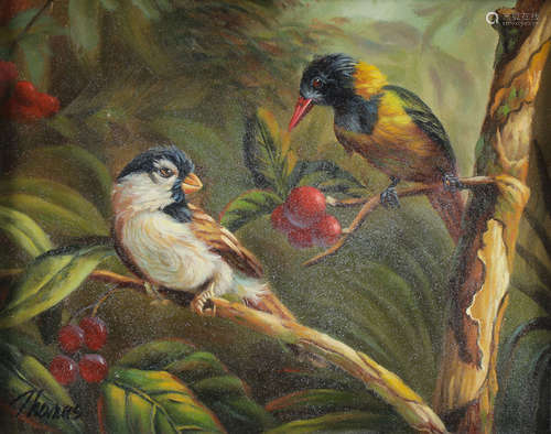 ORIGINAL OIL PAINTING OF EXOTIC BIRDS