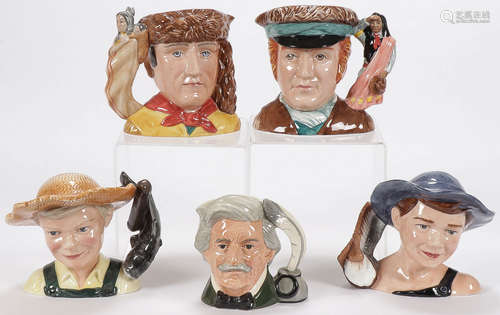 FIVE ROYAL DOULTON CHARACTER MUGS