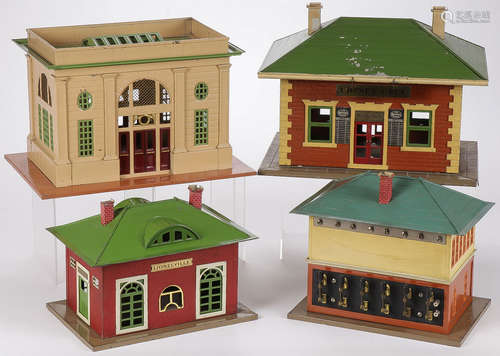 FOUR LIONEL MODEL TRAIN BUILDINGS