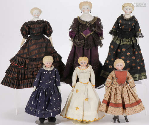 6 BLONDE PARIAN DOLLS CIRCA 1880