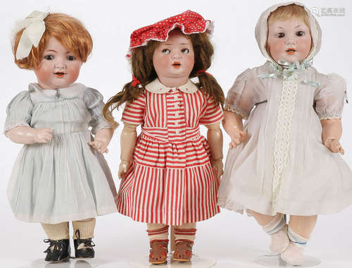 3 BISQUE CHARACTER DOLLS CIRCA 1910