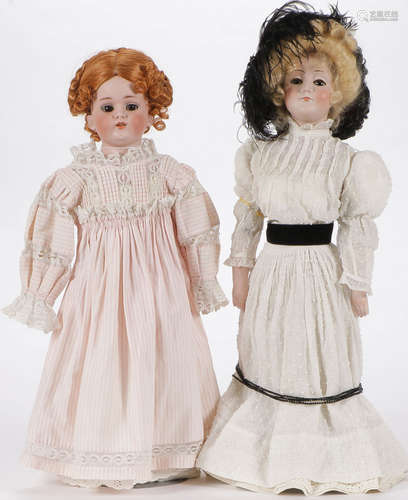 TWO GERMAN BISQUE DOLLS CIRCA 1890