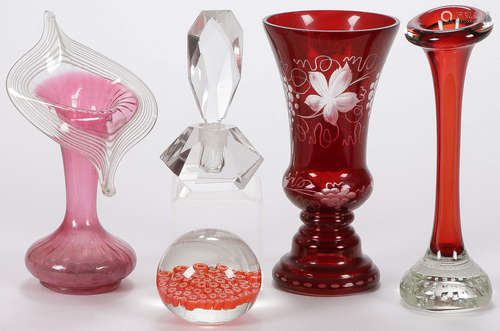 FIVE-PIECE ART GLASS GROUP