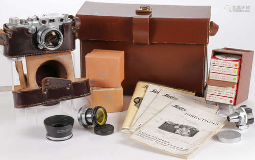 LEICA MODEL IIIF CAMERA AND ACCESSORIES C 1953