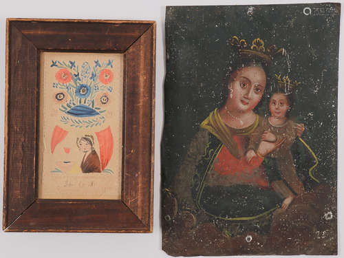 MEXICAN FOLK ART TIN RETABLO, 19TH C