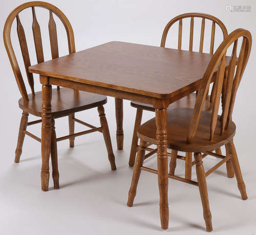 A CHILDREN'S TABLE & 3 CHAIRS