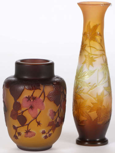 TWO ATTRACTIVE GALLE CAMEO VASES