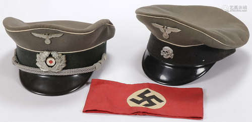 TWO GERMAN WWII STYLE CAPS